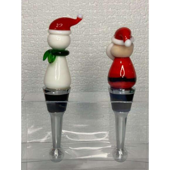 NWB Jolly Wine Bottle Stoppers Holiday Santa Snowman Handmade - Picture 6 of 7